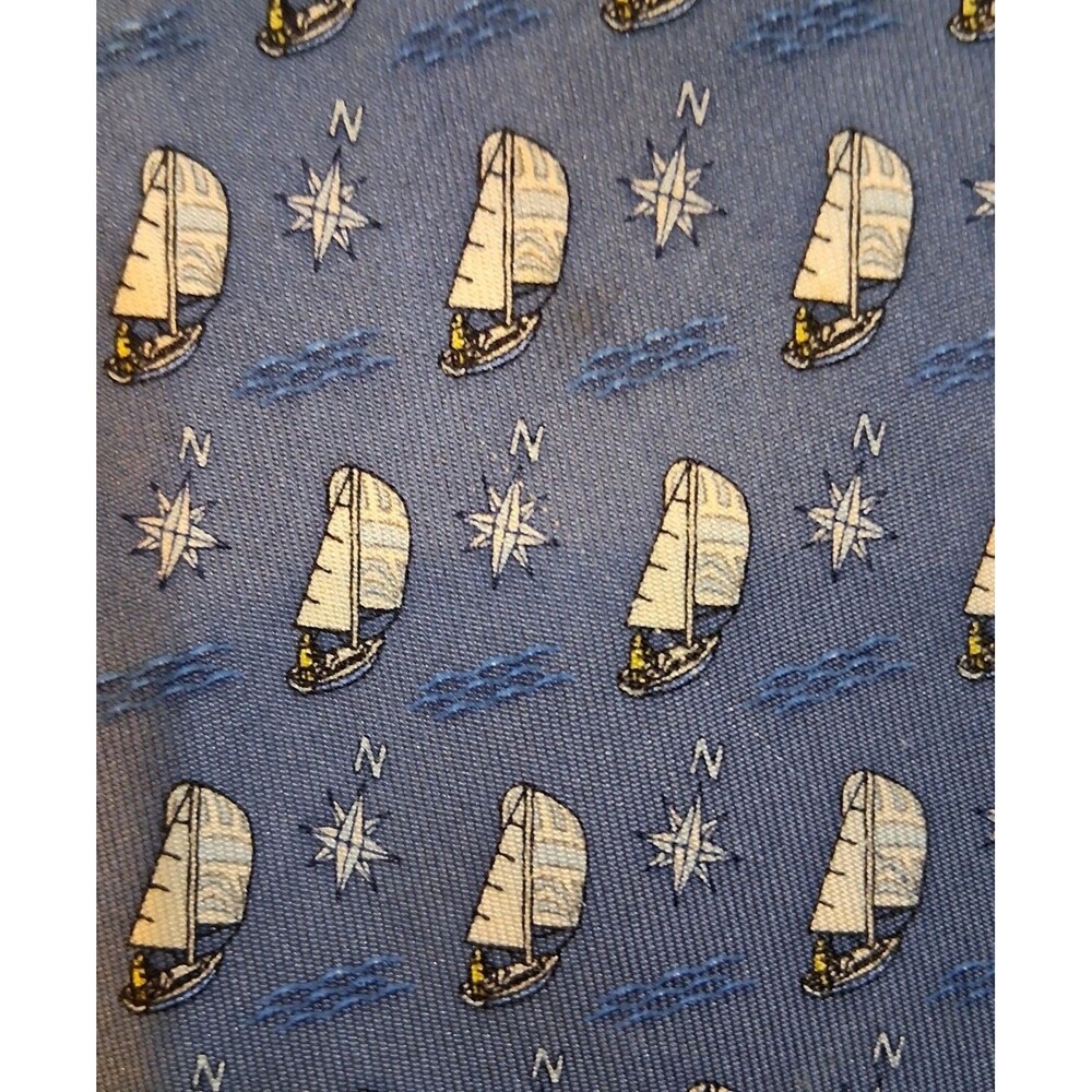 Vineyard Vines Patriotic American Sailboat Blue Print Silk Neck Tie 57"x 3.75"